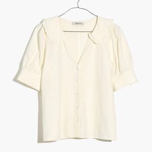 Madewell Linen blend Peter Pan collar shirt size 2